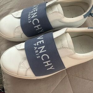 Givenchy White Sneakers with Blue Logo Strap